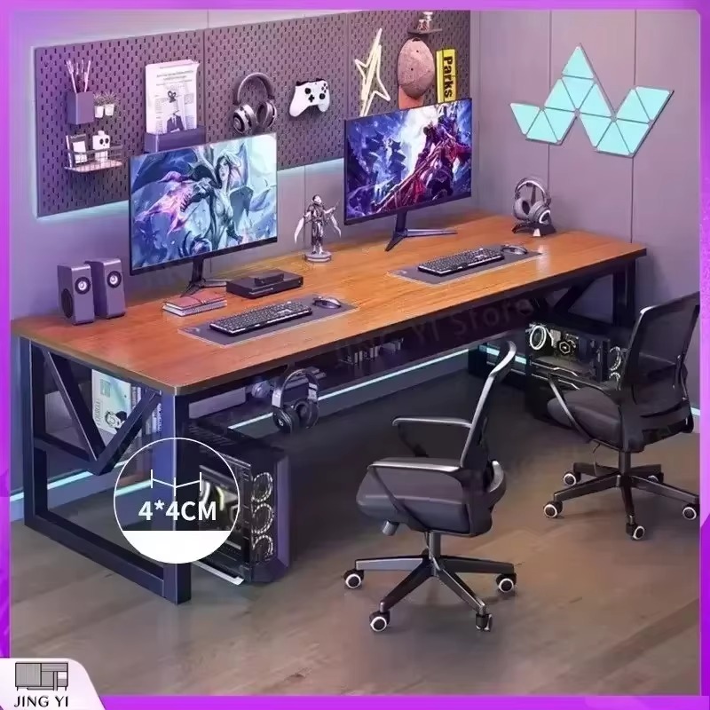 Pc Gaming Cafe - Nordischer Doppel-Computertisch für Gaming, Büro, Internetcafé,