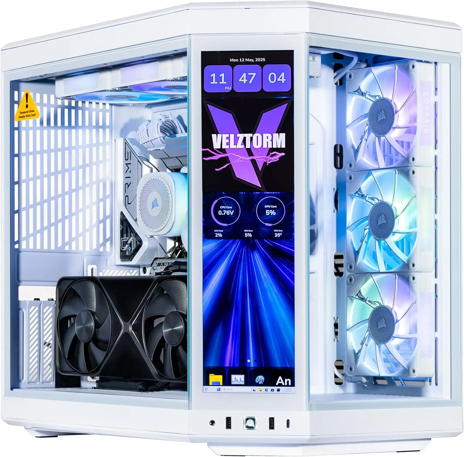 Pc Gaming Y70 - Velztorm LCD Weiß Praetix Maßgefertigter Y70