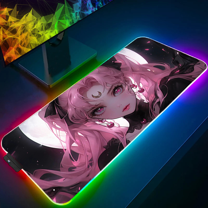 Pc Gaming Kawaii - RGB Großes Mauspad Gamer-Tastatur LED-Mauspad Rosa
