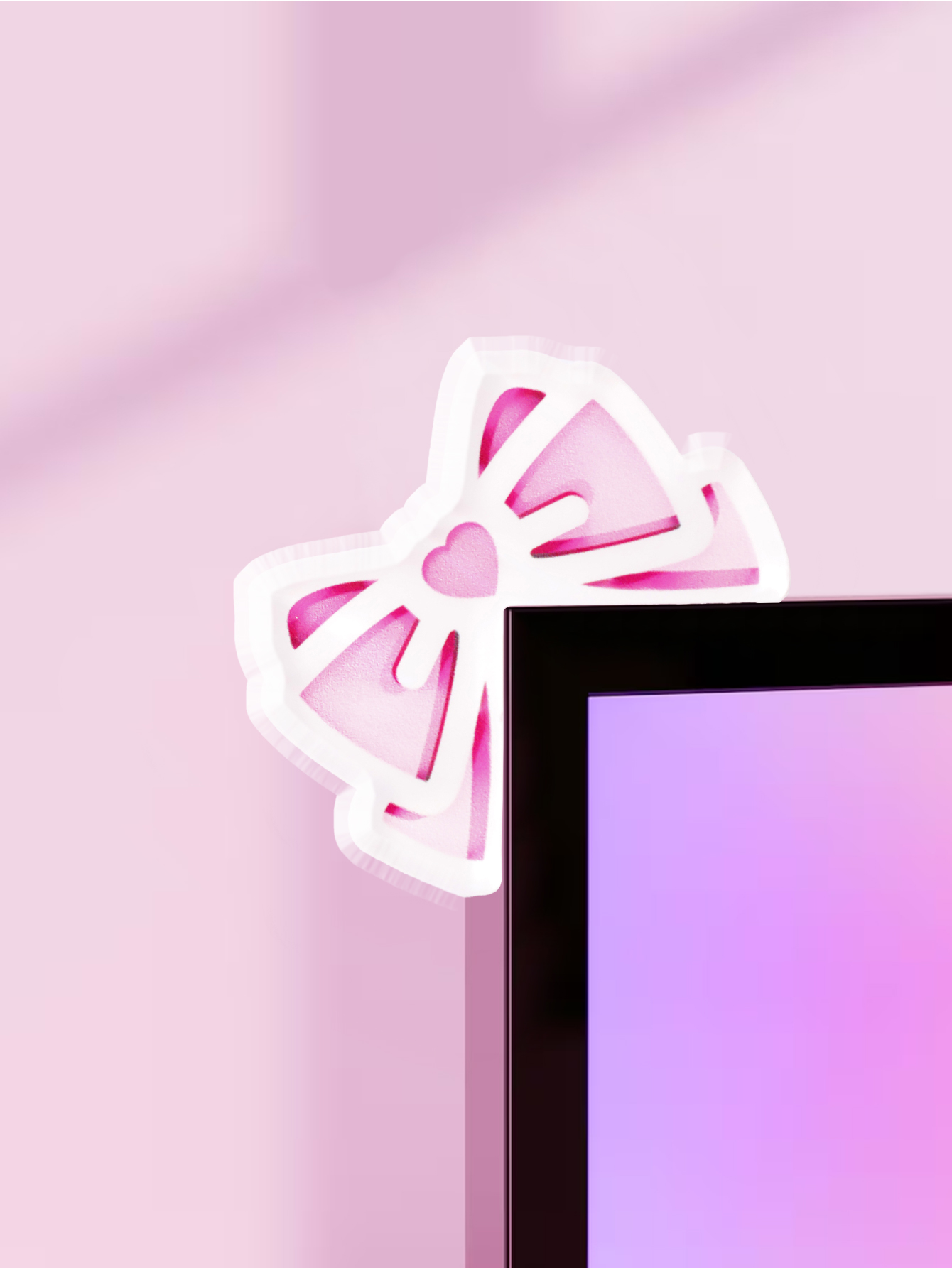 Pc Gaming Kawaii - Kawaii Schleifen-Monitor-Dekor, rosa Acryl-Schleife, PC-Zubehör, niedliche