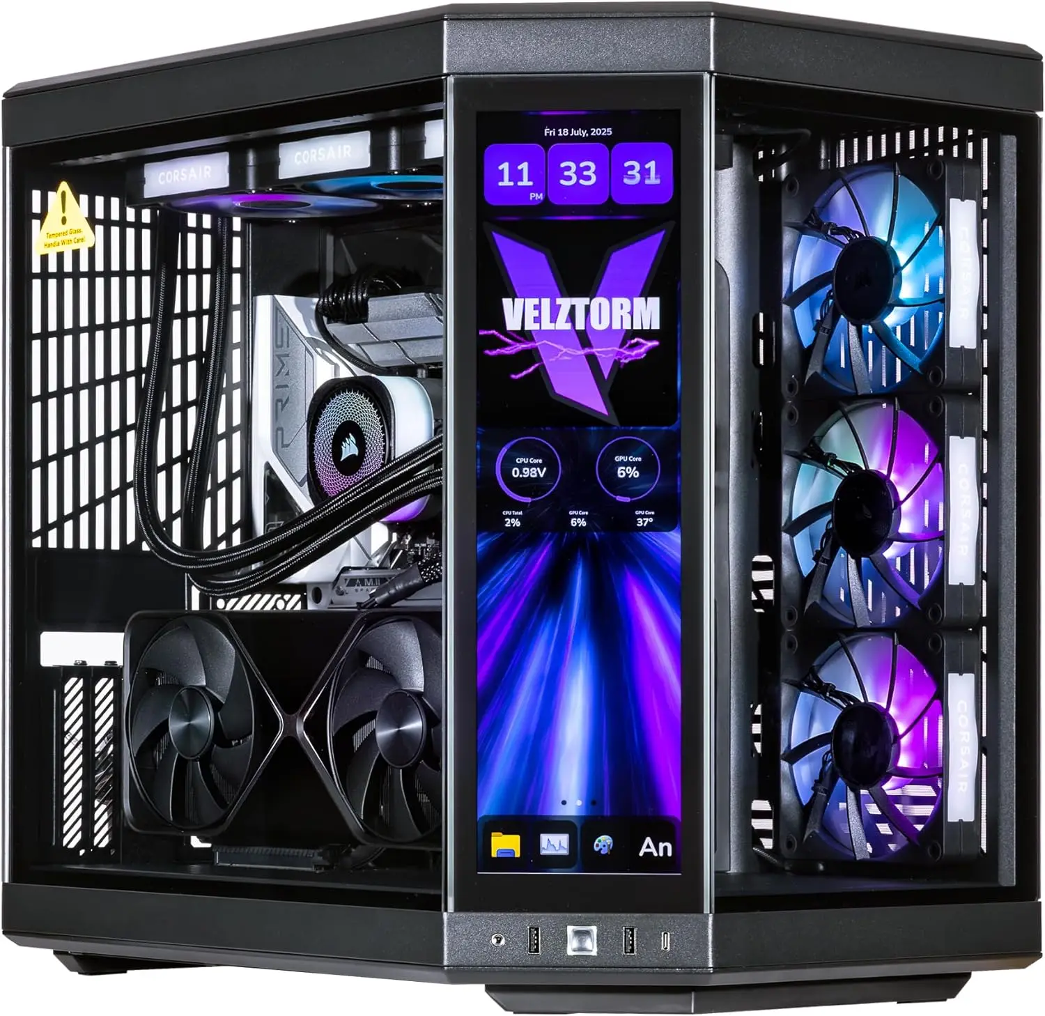 Pc Gaming Y70 - Velztorm LCD Schwarz Praetix Maßgefertigter Y70