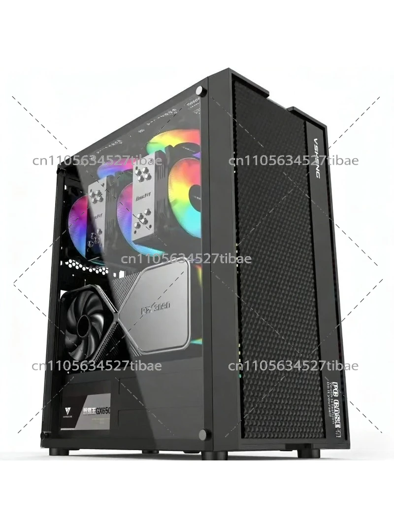 Pc Gaming Cpu - Schwarzes E-ATX Computergehäuse mit Glas-Seitenpanel, Unterstützung