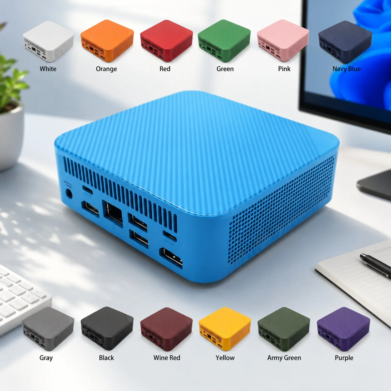 Marineblauer tragbarer Mini-PC – Pc Gaming Editing Bewertung und Preis